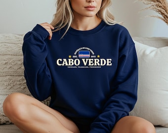 Cabo Verde Crewneck Sweatshirt – Cape Verde Flag Pullover, Cape Verdean Pride Apparel