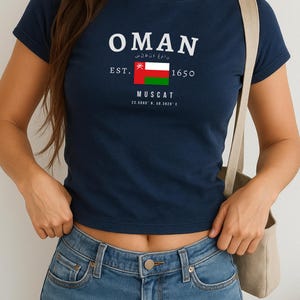 Oman Baby Tee, Umān Y2K Crop Top, Vintage Muscat Flag Shirt, Gulf Aesthetic Tee, Omani Pride T-Shirt for Women