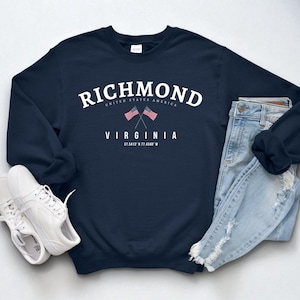 Richmond Sweatshirt, Virginia Crewneck, Cozy USA Pullover, Richmond Gift Idea, Southern City Shirt, State Pride Apparel, Souvenir