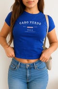 Cabo Verde Baby Tee, Cape Verde Y2K Crop Top, Vintage Flag Shirt, Praia Aesthetic Tee, West African Island Pride T-Shirt for Women