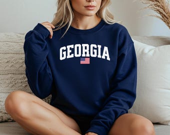 Georgia Sweatshirt, Georgia Crewneck, Cozy Pullover, Georgia Gift Idea, Georgia T Shirt, State Pride Apparel, Travel Souvenir