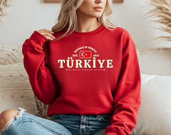 Sudadera de cuello redondo con la bandera de Turquía, ropa con orgullo turco