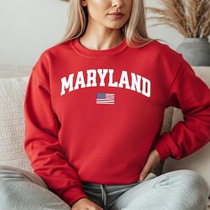 Maryland Sweatshirt, Maryland Crewneck, Cozy Pullover, Maryland Gift Idea, Maryland T Shirt, State Pride Apparel, Travel Souvenir