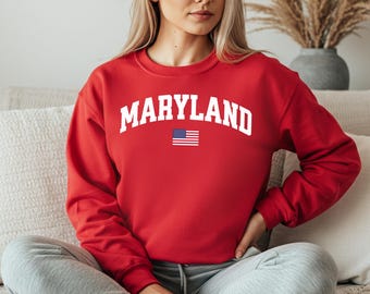 Maryland Sweatshirt, Maryland Crewneck, Cozy Pullover, Maryland Gift Idea, Maryland T Shirt, State Pride Apparel, Travel Souvenir