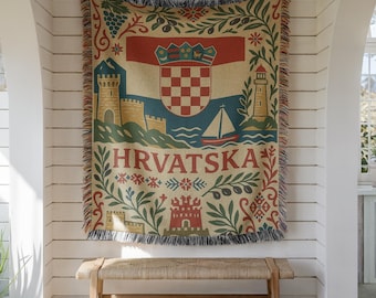 Croatia Woven Blanket – Croatian Heritage Home Decor Gift