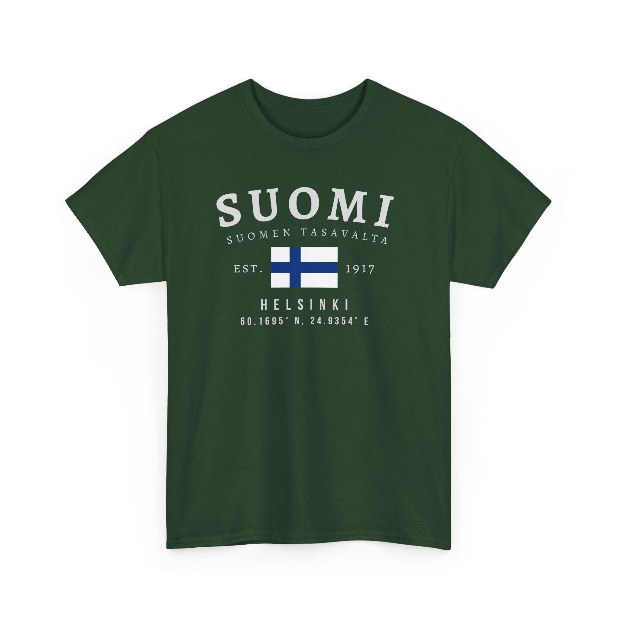 フィンランド ユニセックス Tシャツ、スオミ フラッグ Tシャツ