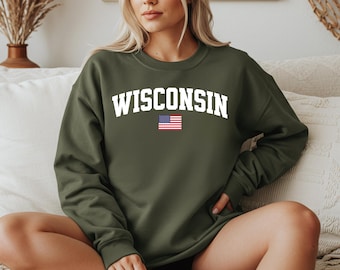Wisconsin Sweatshirt, Wisconsin Crewneck, Cozy Pullover, Wisconsin Gift Idea, Wisconsin T Shirt, State Pride Apparel, Travel Souvenir