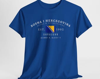 T-shirt uniseks Bosnië, T-shirt vlag Bosnië en Herzegovina, vintage Sarajevo grafisch shirt, Balkan Streetwear T-shirt, oversized T-shirt Bosnische Pride