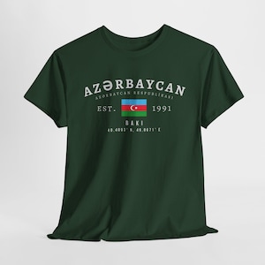 Azerbaijan Unisex T-Shirt, Azərbaycan Flag Tee, Vintage Baku Graphic Shirt, Caucasus Streetwear Top, Oversized Azerbaijani Pride Shirt