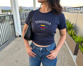 Venezuela Women's Baby Tee, Venezuela Y2K T-Shirt, Venezuelan, Venezuela Crop Tee,  Vintage 2000s 90's Baby Tee, Venezuela Shirt