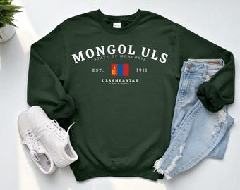Mongolia Crewneck Sweatshirt – Mongol Uls Flag Pullover, Mongol Uls Pride Apparel