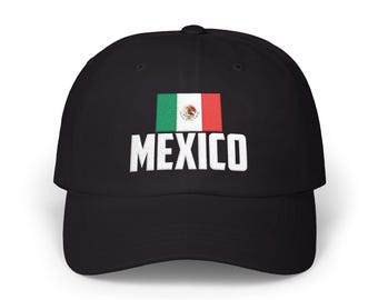 Gorra de papá con la bandera de México bordada – Gorra de béisbol vintage ajustable – Regalo unisex de herencia mexicana – Gorra con bordado patriótico