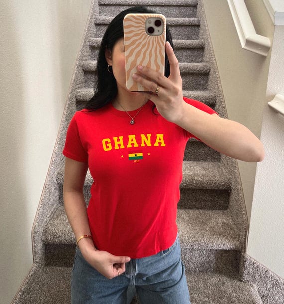 Ghana Baby Tee, Ghana Y2K T-Shirt, Ghana Crop Tee, Vintage 2000s 90's Baby Tee, Ghana Shirt, Africa Baby Tee, Ghana Flag Baby Tee