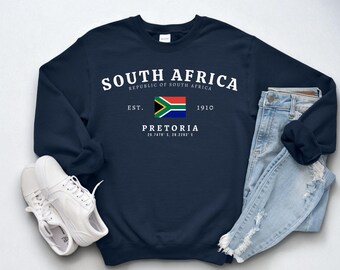 Sudadera con cuello redondo de Sudáfrica – Jersey con bandera de Suid-Afrika, ropa del orgullo de Suid-Afrika