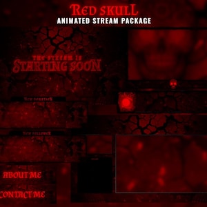 Animated Horror Twitch Overlay – Red Skull Spooky Stream Design