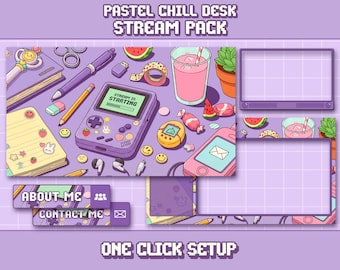 Pack de diffusion pastel kawaii : superposition animée de Twitch, alertes et panneaux (téléchargement numérique)