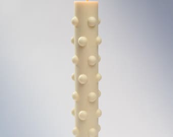 Vela cónica, vela con textura de burbujas, vela decorativa vertida a mano, vela de soja estética para cena.