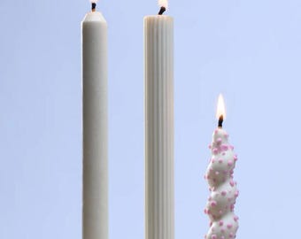 Juego de 3 velas cónicas, velas decorativas blancas, decoración minimalista para el hogar, decoración de verano para el hogar