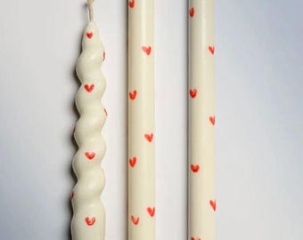 Velas cónicas con corazones, juego de 3, regalo para el Día de la Independencia, velas hechas a mano para bodas, decoración de verano para el hogar, Love-is-Love