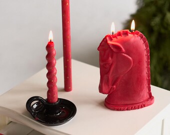 Vela de caballo roja: Pilar de soja del zodíaco, regalo de buena suerte para el Año Nuevo Lunar, vela de soja escultural, velas únicas, decoración de biblioteca