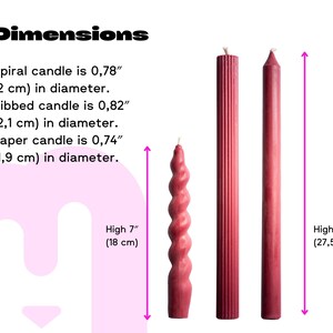Handmade Soy Wax Taper Candles, Set of 3, Halloween Home Decor, Burgundy, Ribbed and Classic Candle, Deep Red Unscented Dinner Candles image 6