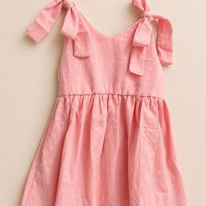 Soft Cotton Toddler Dress | Tie Strap Dress | Pink & Blue Girls Dress | Lightweight Summer Dress | Gentle on Sensitive Skin