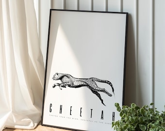 Cheetah in Motion Art: Hand Drawn Wall Decor (Digital Download)