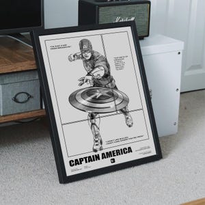 Captain America Minimalist Art Print: Hand Drawn Superhero Poster (Digital Download) image 7
