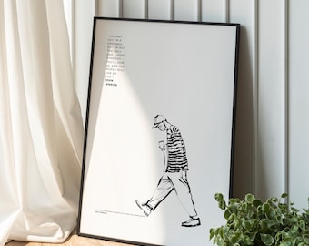 Minimalist Man Sketch Art Print: Black and White Street Scene (Digital Download)