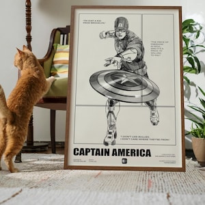 Captain America Minimalist Art Print: Hand Drawn Superhero Poster (Digital Download) image 2