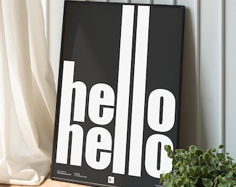 Hello Print: Modern Black and White Wall Art (Digital Download)