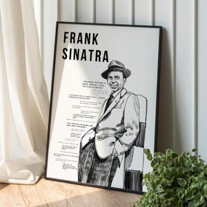Vintage Frank Sinatra Portrait Wall Art, Classic Music Legend Artwork for Retro Home Decor, Perfect for Music Lovers and Sinatra Fans