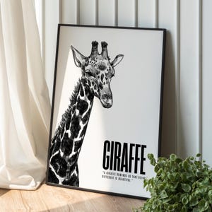 Hand-Drawn Digital Giraffe Illustration, Perfect for Home or Office Decor, Ideal Gift for Animal Lovers, Digital Downloadable Wall Art