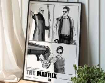 Handgezeichnete Matrix Poster: Neo, Morpheus & Dreifaltigkeit (Digitaler Download)