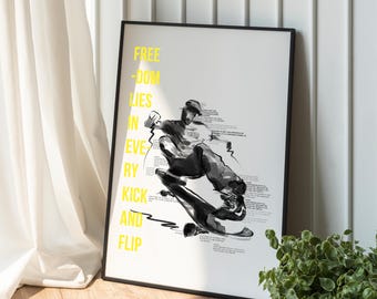 Minimalist Skateboard Line Art Print: Street Style Home Decor (Digital Download)