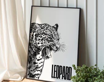 Roaring Leopard Wall Art: Big Cat Decor (Digital Download)