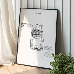 Mercedes 300SL Drawing: Minimalist Vintage Car Art (Digital Download)