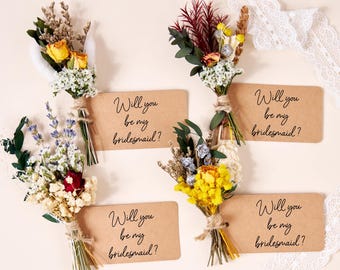 Mini-Trockenblumenstrauß für Brautjungfern, getrocknete Rosen-Ministrauß, Hochzeitsbevorzugungen für Gäste, Briefkastengeschenke, Wohnkultur, Tischdekoration