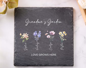 Personalized Garden Stone,Custom Grandma's Garden Stone,Love Grows Here Garden Stone Gift For Mom,Outdoor Decor,Mother's Day Gift,Nana Gift