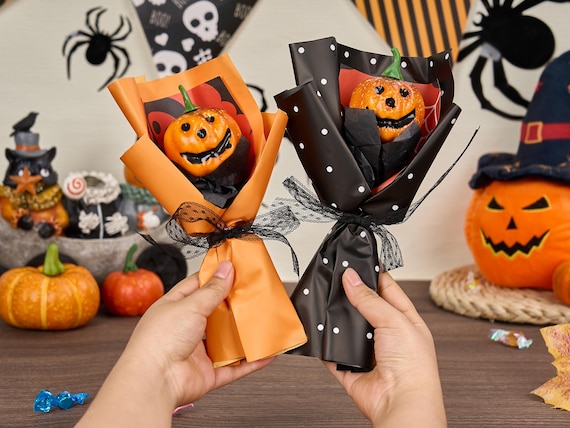 Halloween Pumpkin Face Mini Funny Bouquet,Halloween Cute Pumpkin Flower,Halloween Table Decoration,Halloween Decor,Halloween Flower Gift