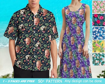 Custom Face Hawaiian Shirt, Photo Tropical Dress, Unisex Party Shirt