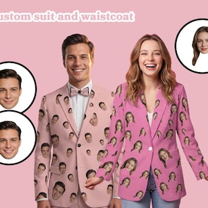 Custom Suit Vest Bow-Ties Neckties with Logo Picture Text Background, Personalized Suit Custom Blazer for Women, Mens Coat Blazer