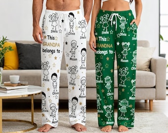 This Grandpa Dad Mom Belongs To Pet,Personalized Pajama Pants,Custom Name Pajamas Pants,Grandna Gift,Father's Day Gift,Women Pajama Pants