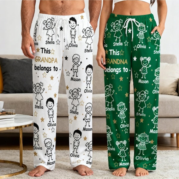 This Grandpa Dad Mom Belongs To Pet,Personalized Pajama Pants,Custom Name Pajamas Pants,Grandna Gift,Father's Day Gift,Women Pajama Pants