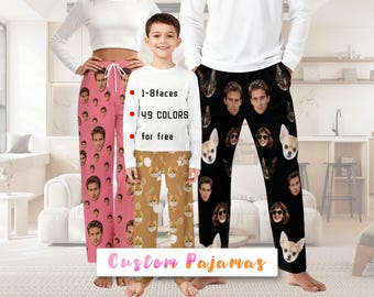 Pantaloni del pigiama personalizzati con volto, pigiama con foto personalizzata, regalo per animali domestici o persone