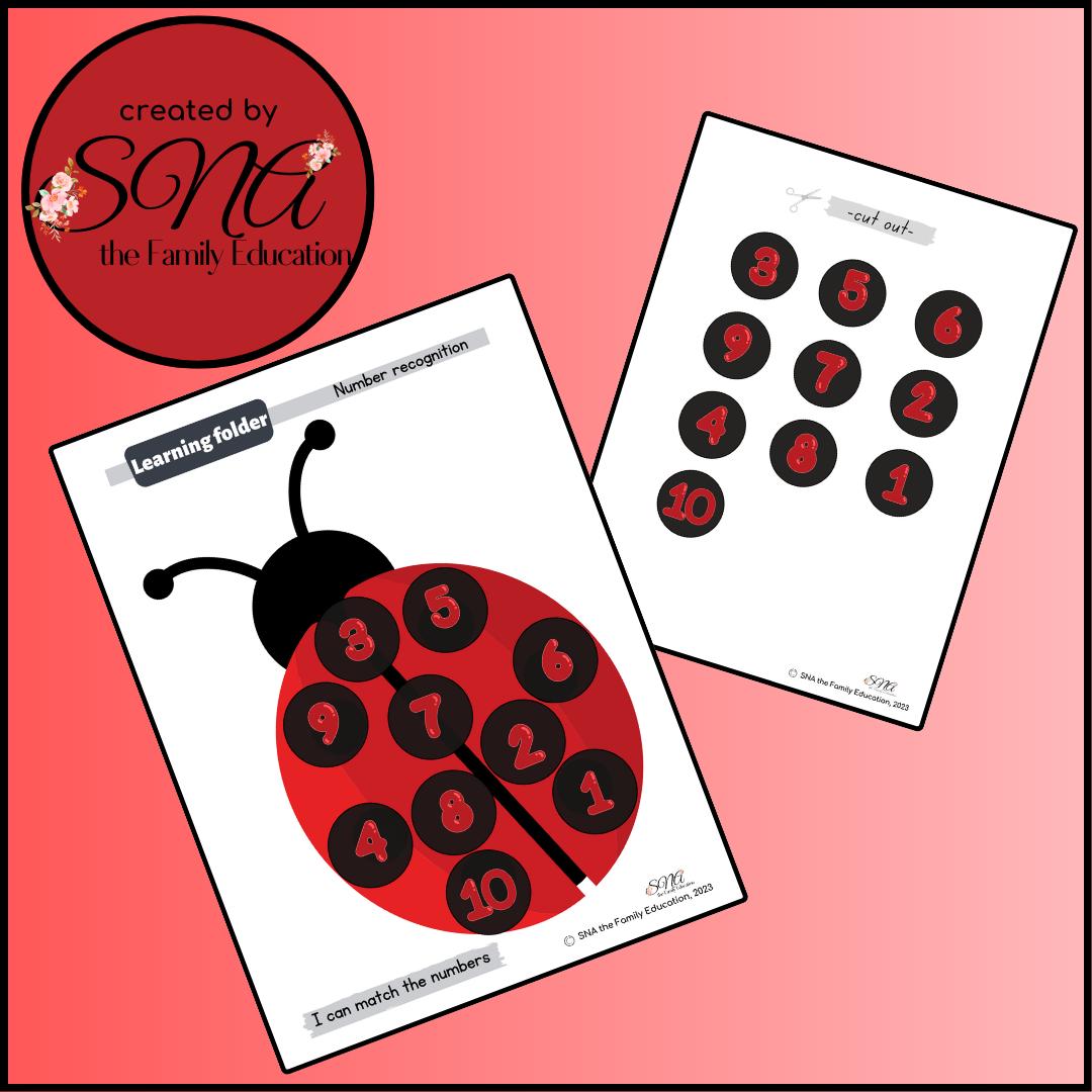 Number Recognition Learning File Folder: Ladybug Matching Game (PDF ...