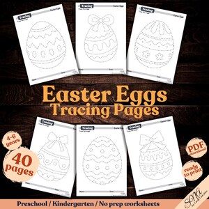 Easter Eggs Tracing Pages: Preschool Kindergarten Prewriting Activity (PDF Download)