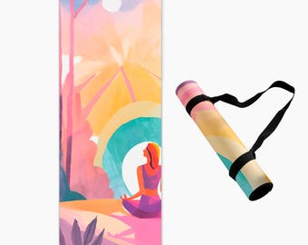 Personalized Sunrise Yoga Mat – Non Slip Suede Eco Friendly Meditation Mat with Custom Name
