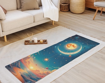 Celestial Yoga Mat – Non Slip Suede Eco Friendly Hot Yoga Mat with Moon and Sun Design