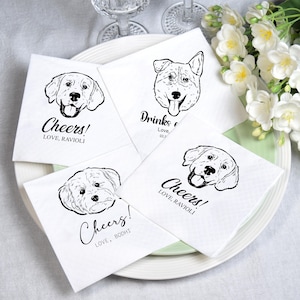 Serviettes de table personnalisées pour animal de compagnie, serviettes de table pour cocktail personnalisées pour animal de compagnie, serviettes de table de mariage personnalisées portrait d&#39;animal de compagnie, serviettes de table pour mariage de chien, serviettes de table pour cocktail personnalisées chat